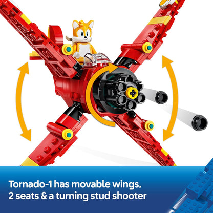 LEGO Brinquedo Sonic the Hedgehog: Avião Tornado do Tails – Inclui figura Badnik, minifigura do Tails e Esmeralda do Caos – Presente gamer para meninos e meninas a partir de 8 anos – 77119