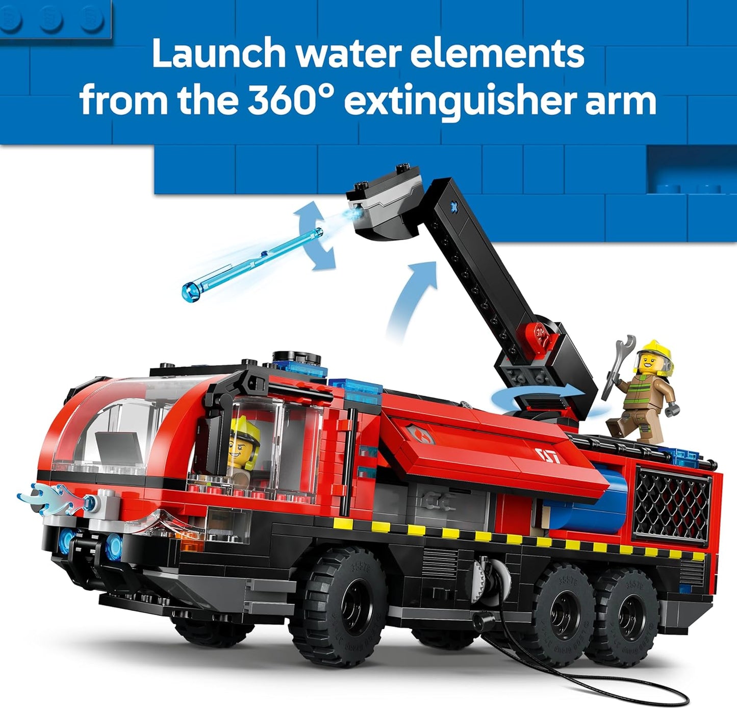 LEGO City Caminhão de Bombeiros do Aeroporto - Kit de Modelo de Veículo de Emergência com 4 Minifiguras de Bombeiros - Ideia de Presente de Aniversário para Meninos a partir de 7 Anos e Fãs de Engenharia - 60499