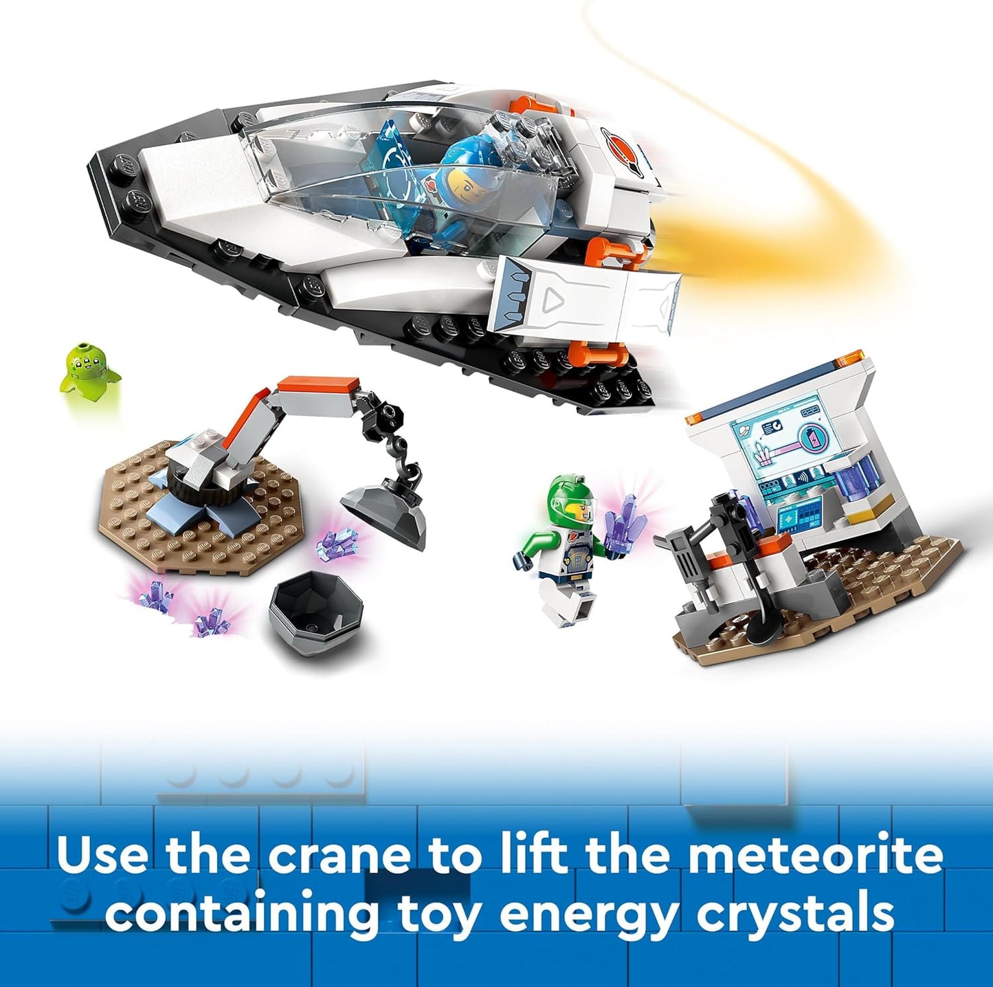 LEGO Conjunto de nave espacial urbana e descoberta de asteróides, brinquedo de estação espacial para meninos e meninas de mais de 4 anos, com uma figura alienígena e 2 minifiguras de astronauta para brincadeiras de simulação, presente