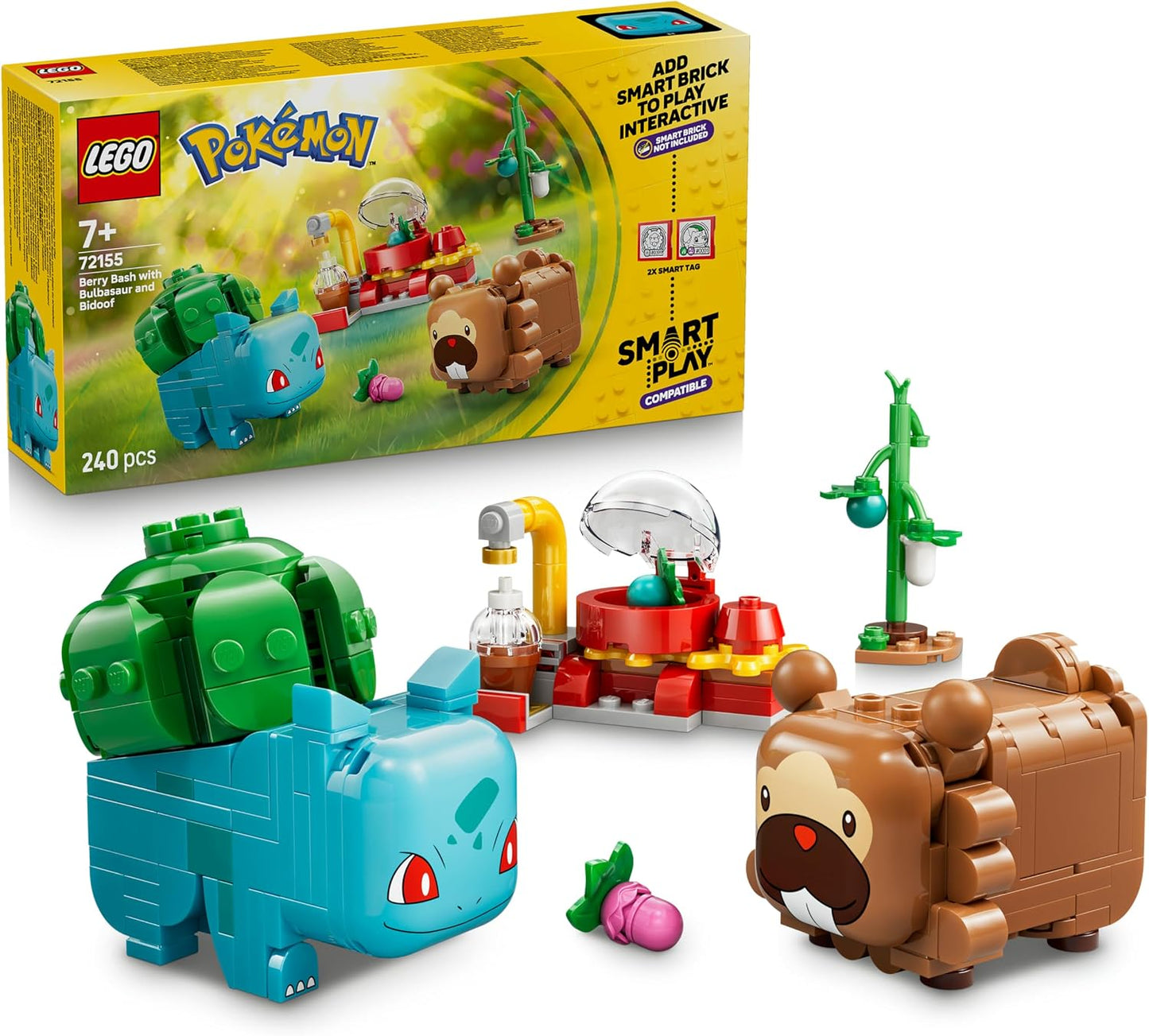 LEGO Pokémon SMART Play: Festa das Frutas com Bulbasaur e Bidoof – Conjunto de Brinquedo Interativo Compatível, Inclui 2 Etiquetas SMART e 2 Pokémon – Ideia de Presente para Meninos e Meninas a partir de 7 Anos – 72155