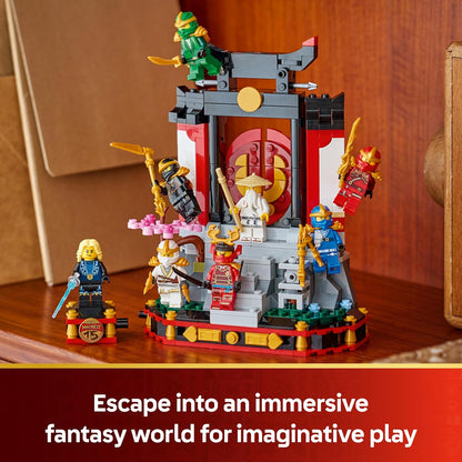 LEGO NINJAGO Expositor de Personagens Ninja 15º Aniversário - Kit de Montagem do Portão do Monastério com 8 Minifiguras Colecionáveis e Espadas - Presente Nostálgico para Meninos a partir de 14 Anos e Fãs Adultos - 71866