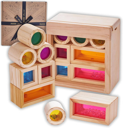 Jaques of London Blocos de Madeira | Brinquedos Sensoriais para Bebês | Brinquedos Sonoros | Brinquedos de Madeira | Sensorial para Bebês | Desde 1795