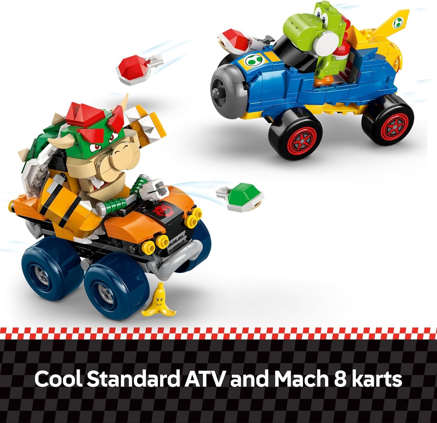 LEGO Super Mario: Mario Kart – Castelo do Bowser - Conjunto interativo com 2 carros e 4 figuras, incluindo Yoshi - Presente perfeito para crianças a partir de 9 anos - 72039