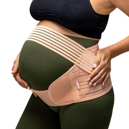 BABYGO® Cinto de suporte para gravidez 4 em 1 Faixa para maternidade e pós-parto - Alivia dores nas costas, pélvicas, quadris, SPD e PGP >> inc Livro de gravidez de 40 páginas para preparação para o parto