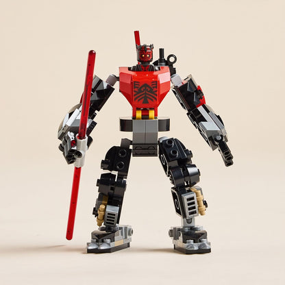LEGO Star Wars: The Clone Wars Darth Maul, brinquedo de construção robô para meninos, meninas, fãs e amantes da fantasia a partir de 6 anos, ideia de presente para crianças, inclui um grande sabre de luz vermelho de lâmina dupla 75411