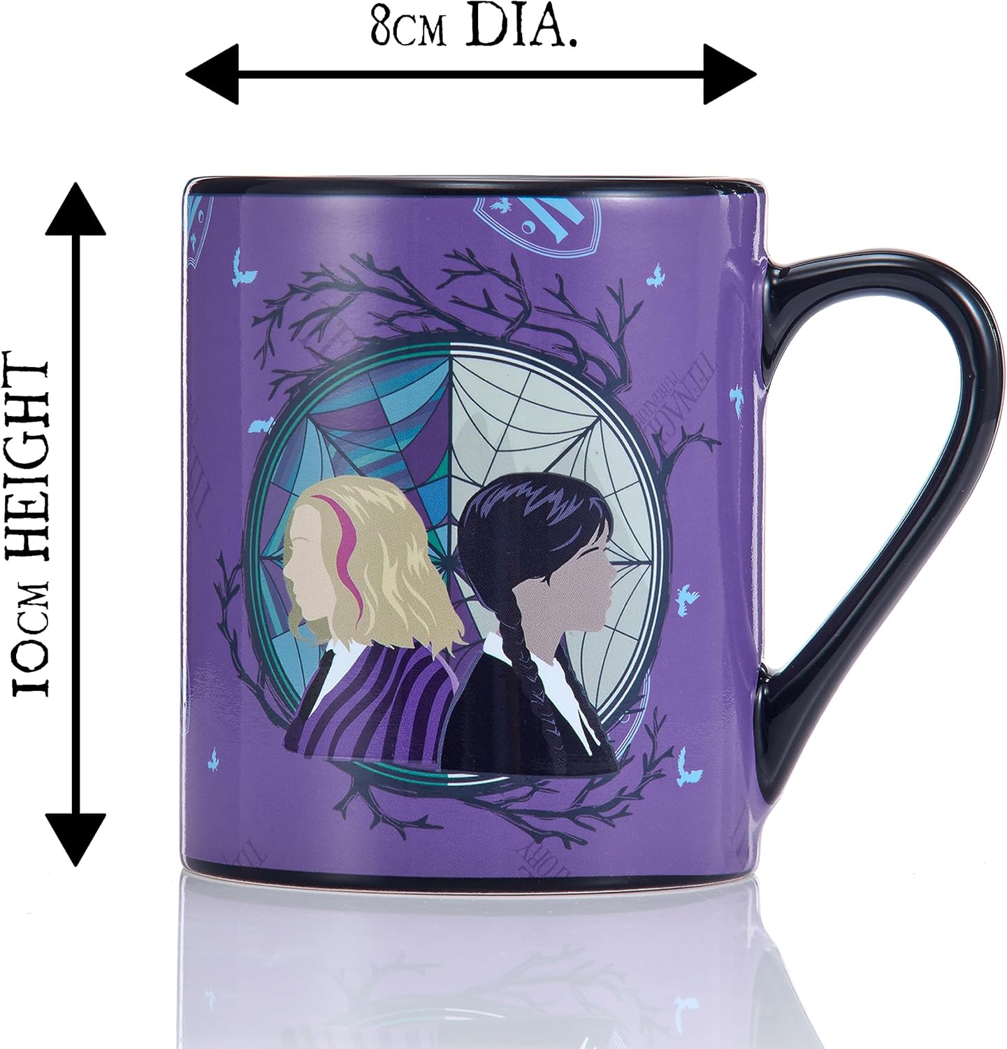 UAU! COISAS Caneca oficial de quarta-feira com troca de calor de Wednesday e Enid | Heat revela a janela do dormitório Nevermore | Caneca de presente oficial para fãs da série Wednesday na Netflix (pacote com 5)