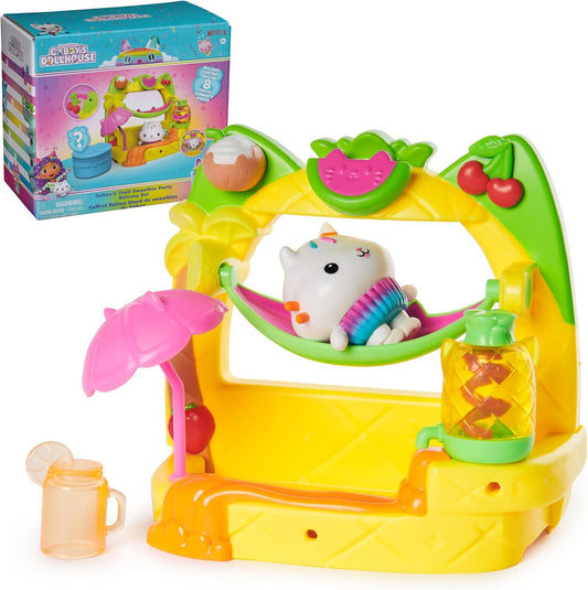 Gabby’s Dollhouse Conjunto de Brinquedo Cakey's Fruit Smoothie Balcony, 8 peças com figuras de brinquedo, acessórios para casa de bonecas e brincadeira sensorial, brinquedos infantis para meninas e meninos a partir de 3 anos.