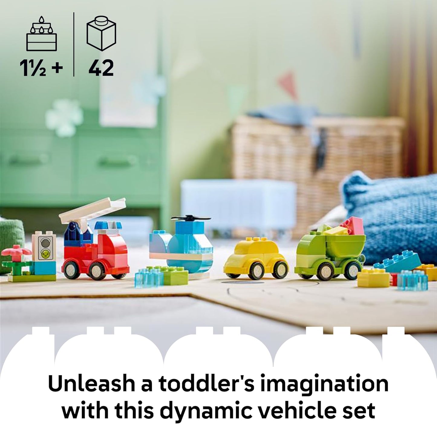 LEGO DUPLO Veículos Criativos - Brinquedo Educativo de Classificação para Crianças com Carros e Caminhões - Conjunto para Desenvolvimento da Coordenação Motora Fina - Presente de Aniversário para Bebês a partir de 1 Ano, Meninos e Meninas - 10474