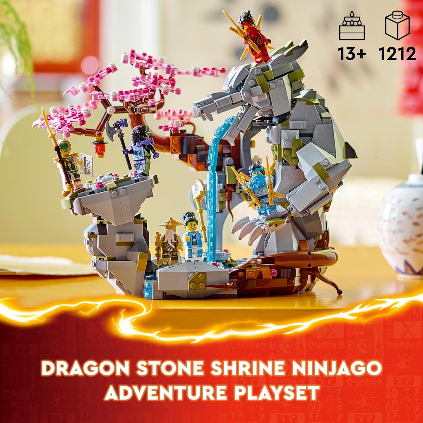 LEGO NINJAGO Dragon Stone Shrine Ninja Toy Adventure Playset para meninos, meninas e adolescentes com 6 minifiguras, modelo de figura edificável para brincar e exibir, decoração de quarto infantil, ideia de presente de aniversário 71819