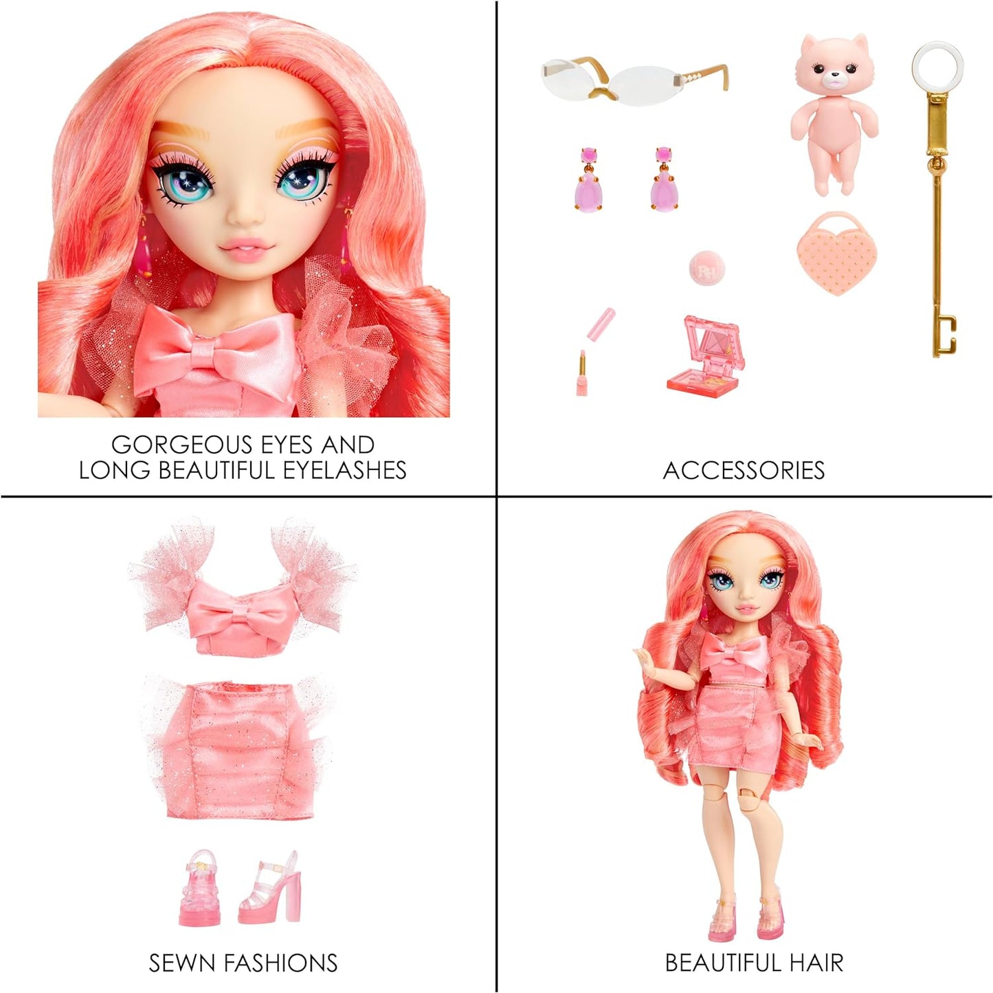 Rainbow High Boneca da moda - Pinkly Paige - Boneca da moda rosa em roupa da moda - com óculos e mais de 10 acessórios coloridos para brincar - ótima para crianças de 4 a 12 anos e colecionadores