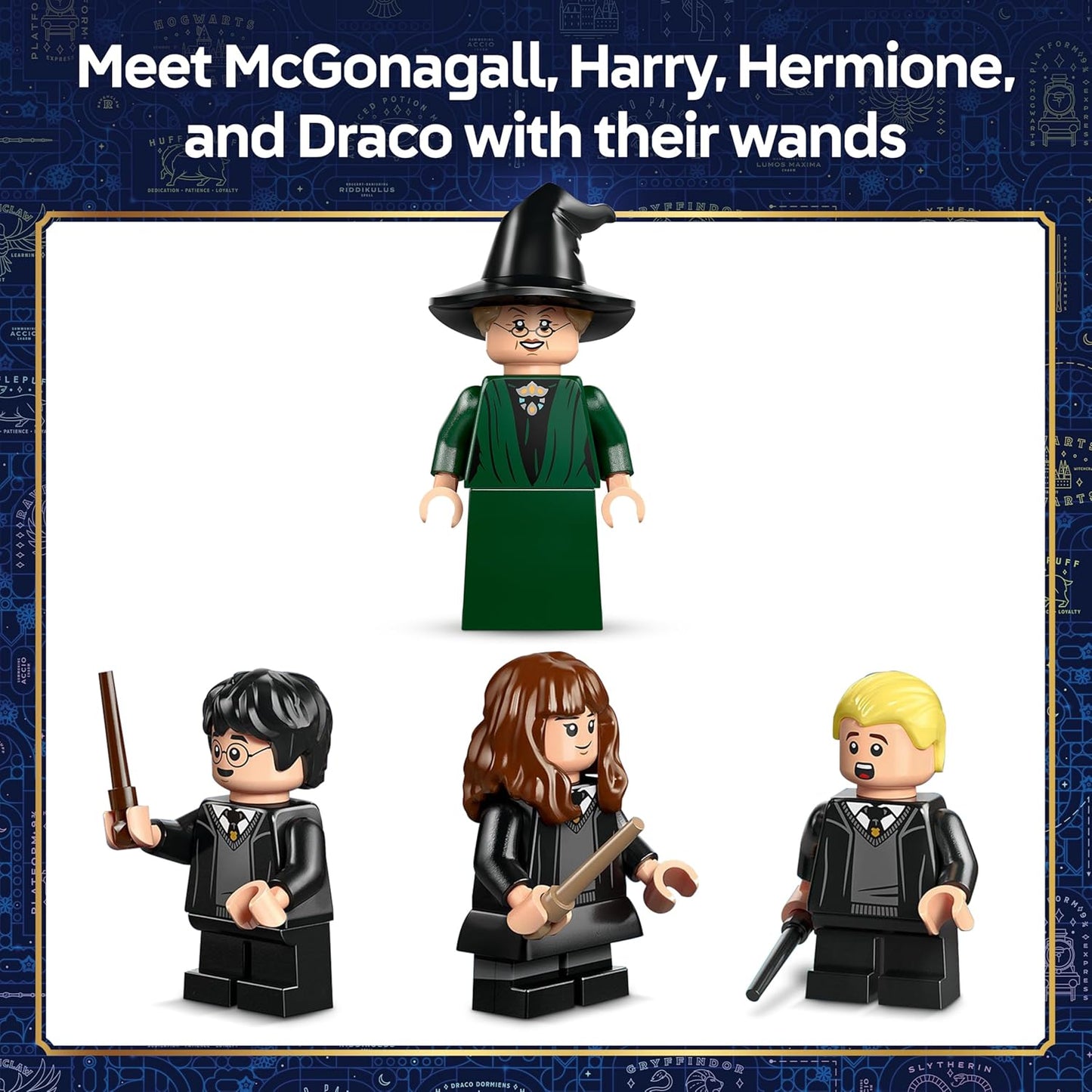 LEGO Harry Potter Castelo de Hogwarts: Brinquedo Cerimônia do Chapéu Seletor - Miniaturas colecionáveis do Patrono, Hermione e Draco Malfoy com varinhas e roda da sorte - Presente para meninas e meninos a partir de 7 anos - 76460