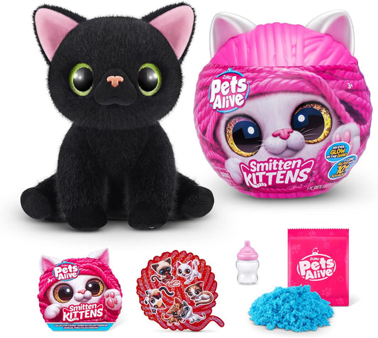 Pets Alive Smitten Kittens Lucky, Gatinho de Pelúcia Surpresa, Pelúcias Ultra Macias, Brinquedos Interativos para Animais de Estimação, Gatinho de Estimação Eletrônico, Idades 3+ (Lucky)