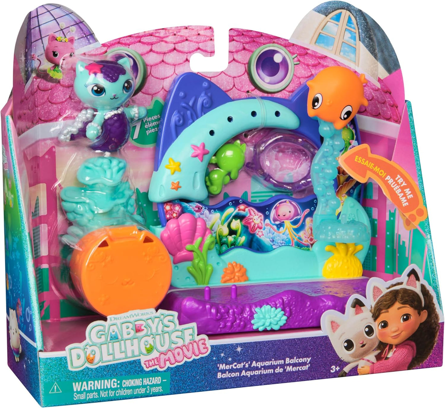 Gabby's Dollhouse: O Filme, Varanda do Aquário do Mercat, com Figura de Brinquedo e acessórios para casa de bonecas, Brinquedos Infantis para Meninas e Meninos a partir de 3 Anos