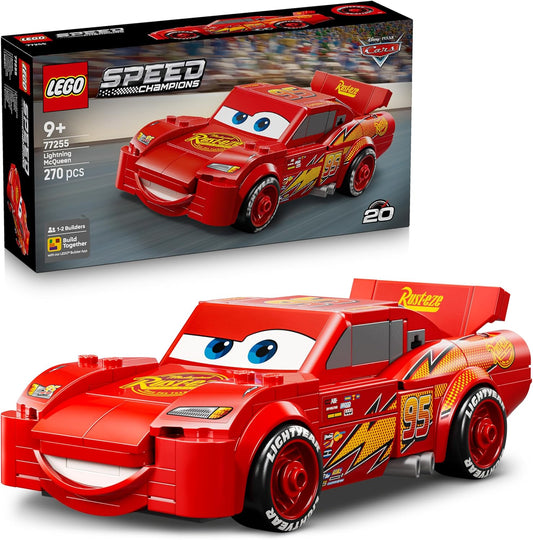 LEGO Speed Champions Carro de Corrida Relâmpago McQueen - Kit de Modelo Colecionável com Chassi Detalhado - Presente Disney para Meninos e Meninas a partir de 9 Anos e Fãs do Filme Carros da Pixar - 77255