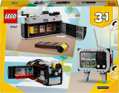 LEGO Creator 3 em 1 brinquedo de câmera retrô para câmera de vídeo para aparelho de TV, decoração de mesa infantil ou acessórios de quarto, presentes fotográficos para meninas e meninos de 8 anos ou mais que gostam de brincadeiras criativas 31147