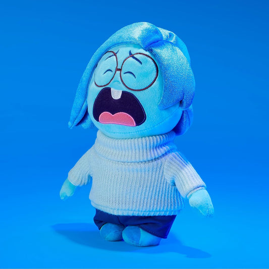 Disney Store Brinquedo macio oficial da tristeza, Inside Out 2, 28 cm/11”, figura de personagem de pelúcia pequena e fofinha para crianças, adequada para idades de 0+