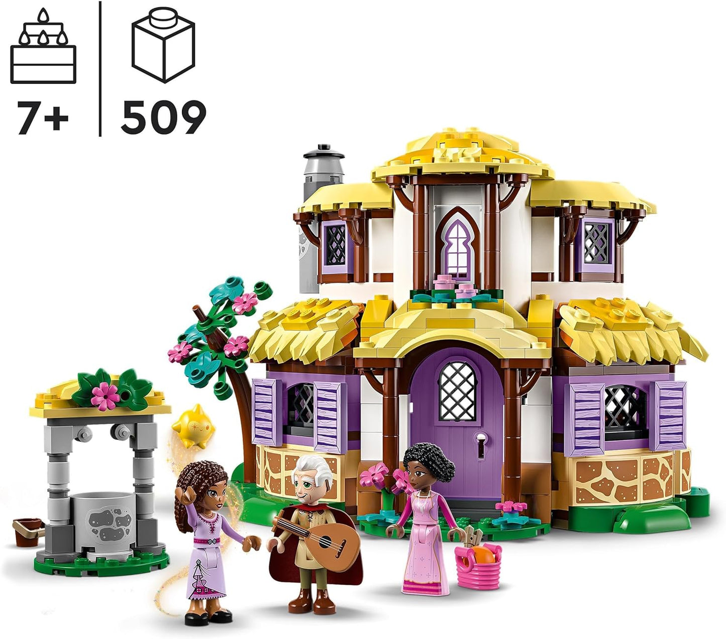 LEGO 43231 Disney Wish Asha's Cottage Playset, abrindo Toy Dollshouse do filme Wish com minibonecas Asha, Sakina e Sabino e figura de estrela, ideia para crianças, meninas e meninos