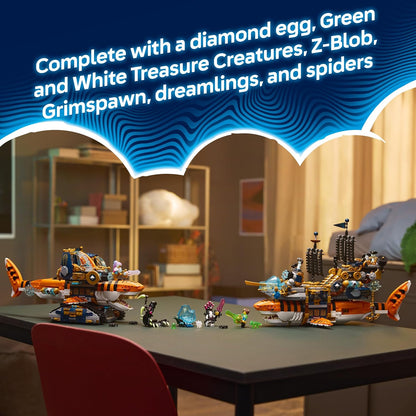 LEGO DREAMZzz 2 em 1 Tanque Tubarão-Tigre - Transforma-se em um Navio Pirata com Canhão - Inclui 5 Minifiguras e 2 Criaturas do Tesouro Colecionáveis - Presente para Meninos a partir de 9 Anos - 71515