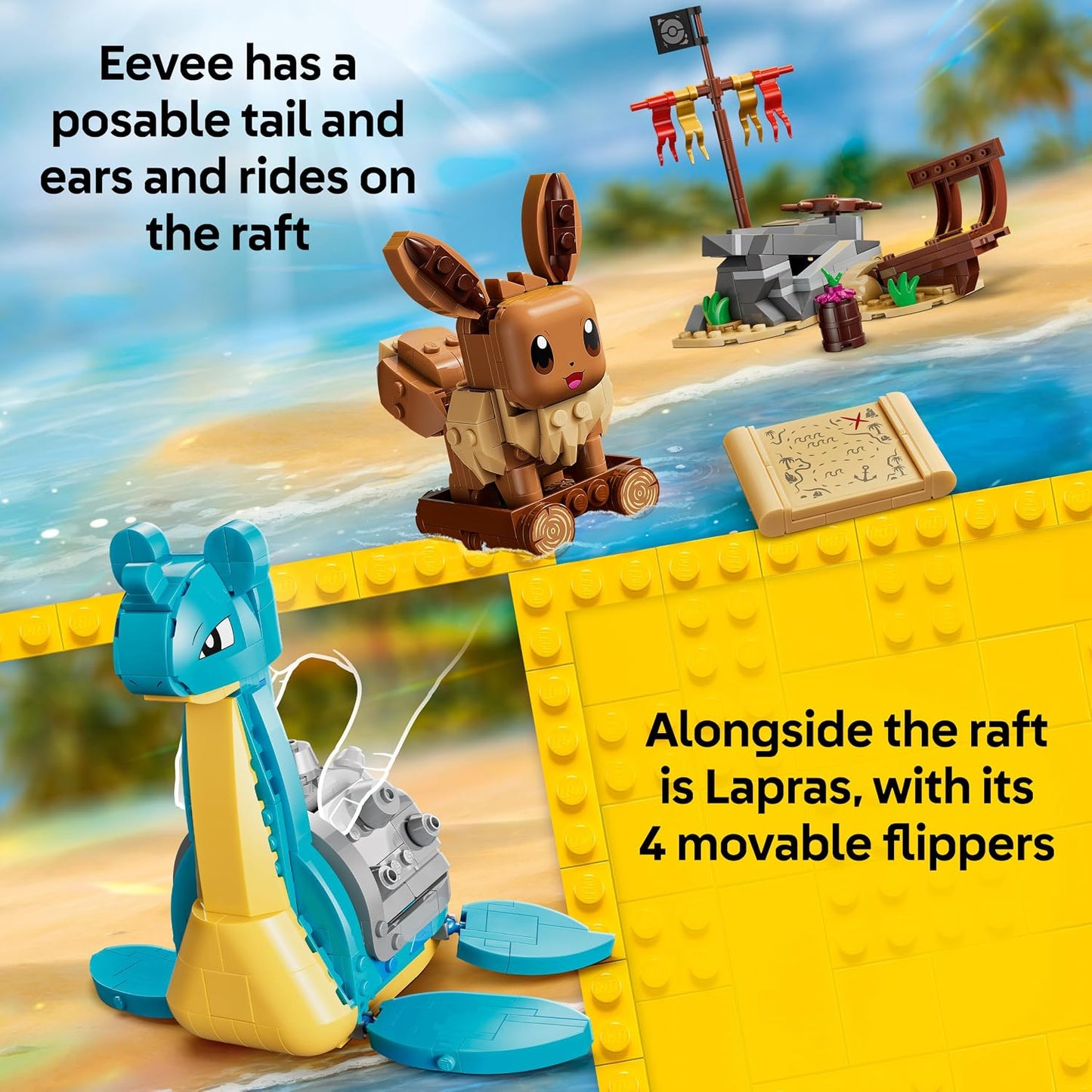 LEGO Pokémon SMART Play: Caça ao Tesouro de Eevee e Lapras – Conjunto de Brinquedo Interativo Compatível, Inclui 3 Etiquetas SMART e 2 Figuras Pokémon – Ideia de Presente para Meninos e Meninas a partir de 8 Anos – 72162
