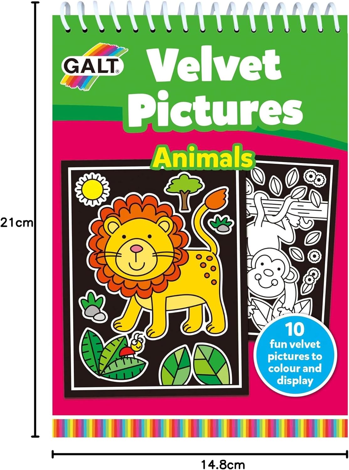 Galt Toys, Imagens de Veludo - Animais, Livros de Colorir para Crianças, A partir de 4 Anos, Multicolorido, 14,8 x 1 x 21 centímetros
