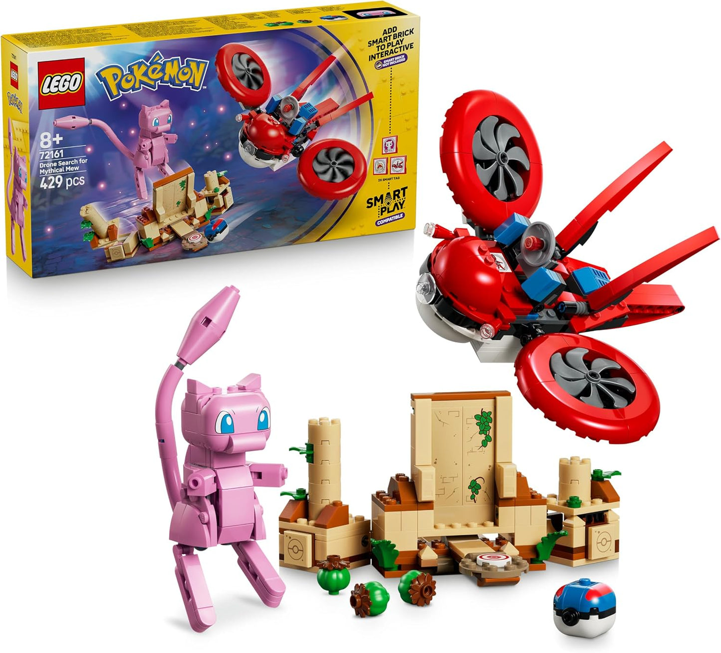 LEGO Pokémon SMART Play: Busca com Drone pelo Mítico Mew – Conjunto de Brinquedo Interativo Compatível, Inclui 3 Etiquetas SMART e 1 Figura Pokémon – Ideia de Presente para Meninos e Meninas a partir de 8 Anos – 72161