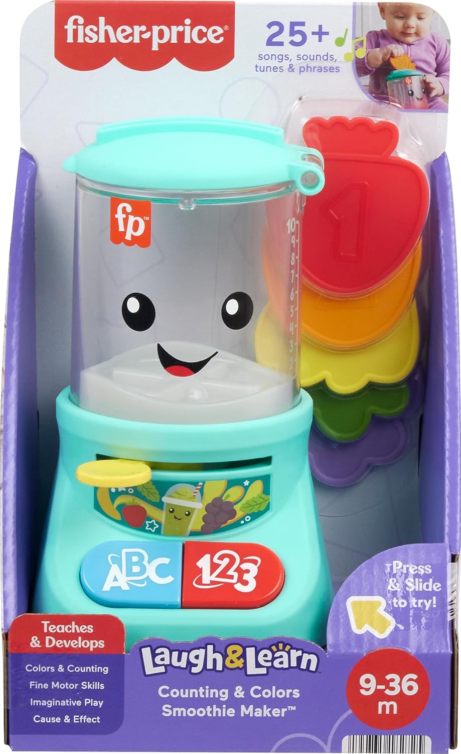 Brinquedo Fisher-Price Laugh & Learn para Bebês e Crianças Pequenas: Liquidificador de Brinquedo com Música e Luzes para Contar e Aprender Cores - Indicado para Crianças a partir de 9 Meses, HRP19