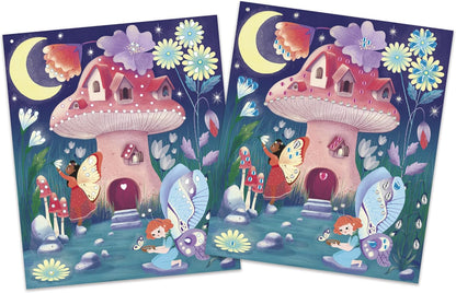 Janod - 3 Quadros para Decorar com 300 Strass - Tema Fadas - Kit Lazer Criativo Infantil - A partir de 5 Anos - J09170