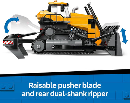 LEGO City - Trator Amarelo - Conjunto de Construção com Veículo Grande - Inclui 3 Minifiguras, além de Tijolos Soltos e Placas de Trânsito - Presente de Aniversário para Meninos a partir de 8 Anos - 60466