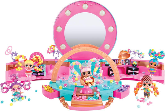 L.O.L. Surprise! Hair Beads Salon Playset - Vem com 1 boneca e 100 contas, também inclui elásticos de cabelo, espelho e mais surpresas, presente para crianças de 4 anos ou mais
