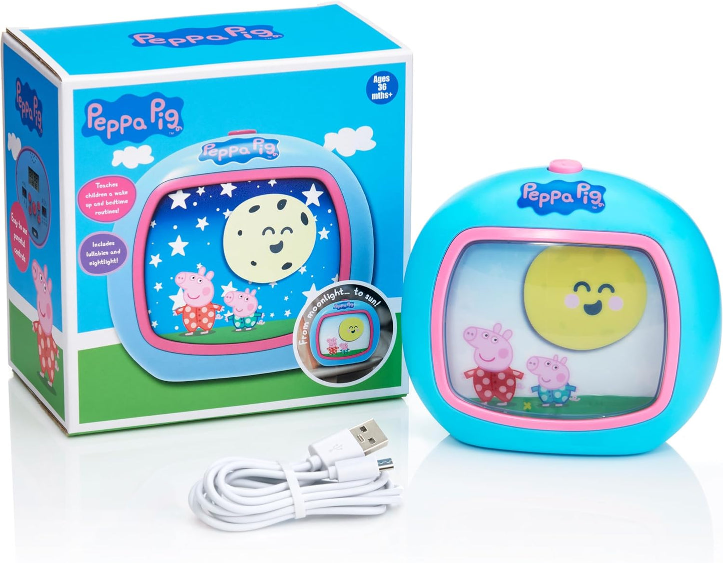 WOW! STUFF Peppa Pig Sleep Trainer | Auxiliar de sono pré-escolar | Luzes e sons | Para crianças de 3, 4 e 5 anos, multicolorido