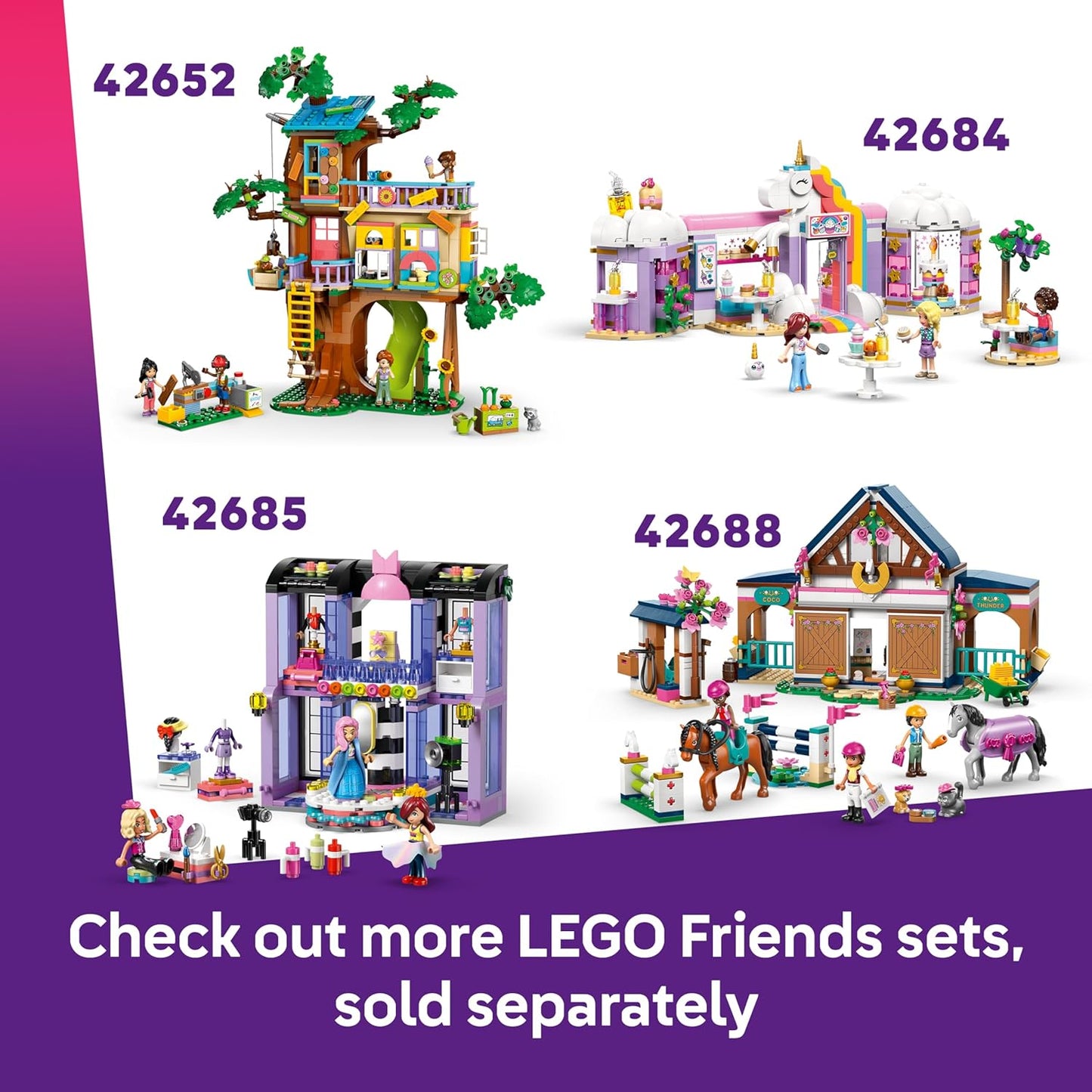 LEGO Friends Heartlake City Friends Club House Brinquedo - Conjunto em Miniatura com 5 Mini Bonecas, 3 Figuras de Animais de Estimação, incluindo Gato de Brinquedo, e Acessórios - Presente de Aniversário para Meninas a partir de 8 Anos - 42689