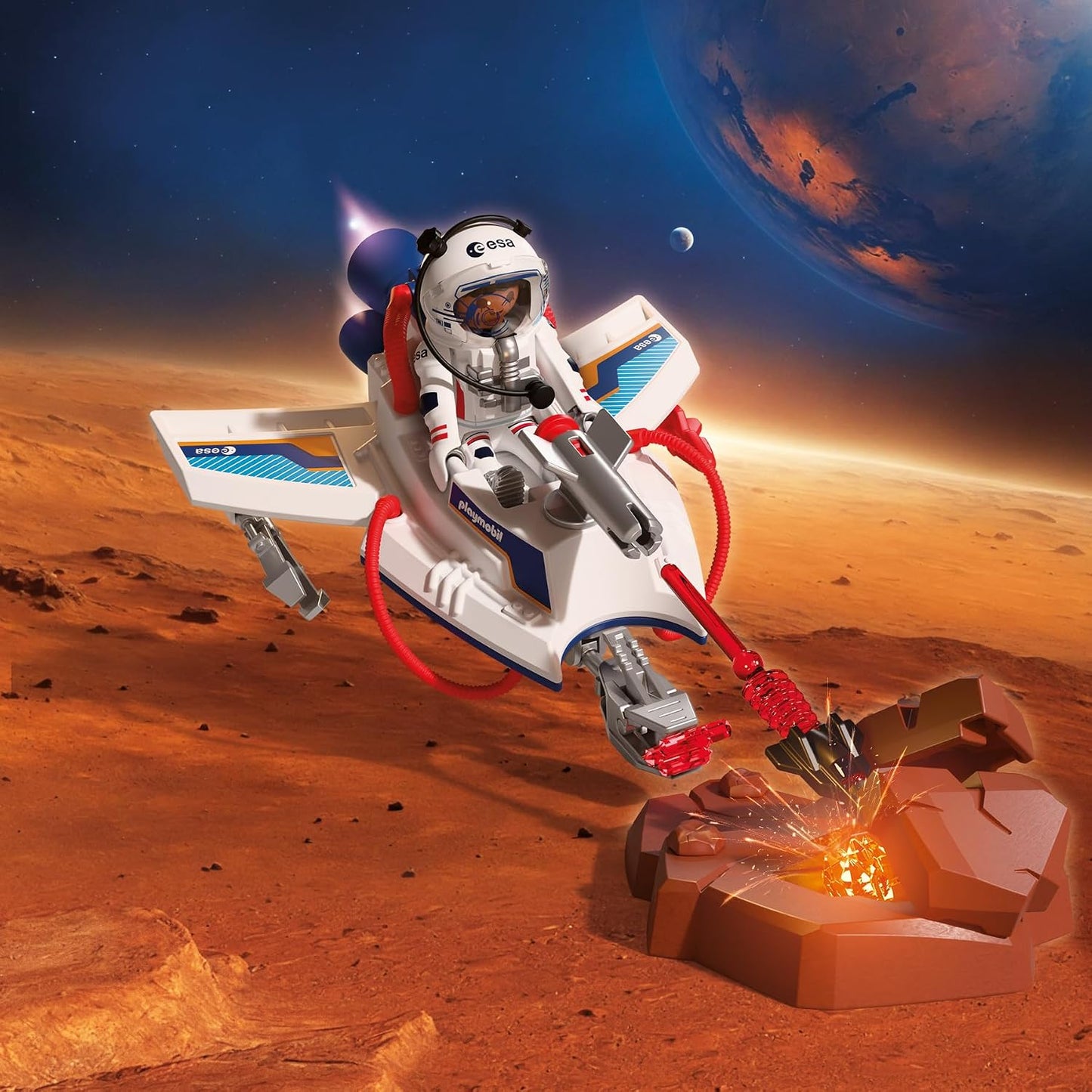Playmobil Space ESA Planador Espacial e Astronauta – Veículo voador com função de disparo e braço de garra, exploração espacial no quarto das crianças, conjunto de brinquedo, diversão para crianças a partir de 4 anos, 72013