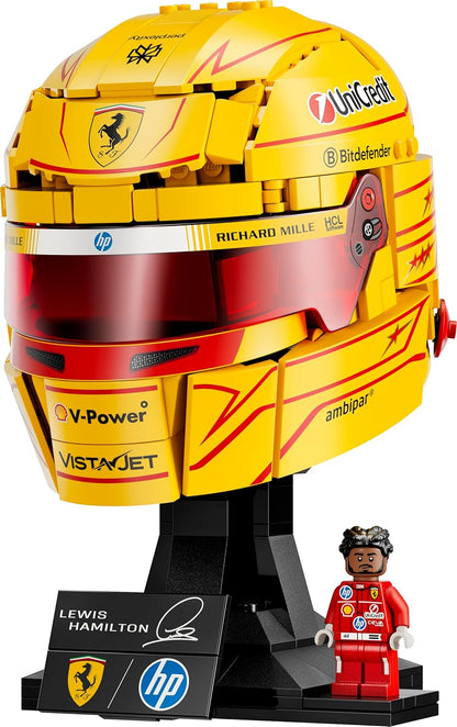 LEGO Capacete Editions Scuderia Ferrari HP Lewis Hamilton - Produto Oficial de F1 - Kit de Modelo para Exibição com Minifigura Colecionável - Presente para Meninos a partir de 14 Anos e Fãs Adultos de Automobilismo
