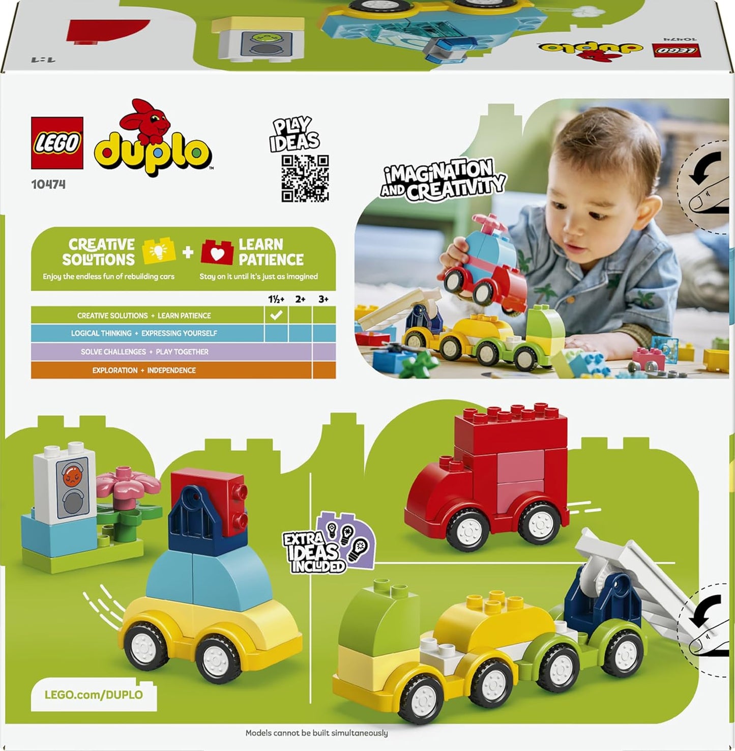 LEGO DUPLO Veículos Criativos - Brinquedo Educativo de Classificação para Crianças com Carros e Caminhões - Conjunto para Desenvolvimento da Coordenação Motora Fina - Presente de Aniversário para Bebês a partir de 1 Ano, Meninos e Meninas - 10474
