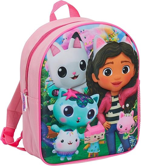 Gabby’s Dollhouse Mochila escolar feminina Pandy Paws, ideal para creche e para levar o lanche.