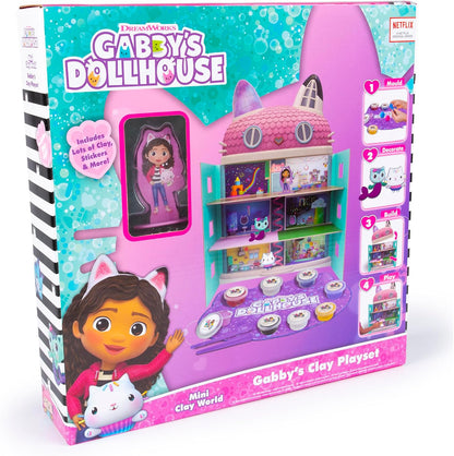 Gabby's Dollhouse Conjunto Mini Clay World - Presente Criativo para Meninas com Argila de Secagem ao Ar e Ferramentas de Modelagem - Kit de Artesanato para Casa de Bonecas - Artes e Ofícios para Crianças