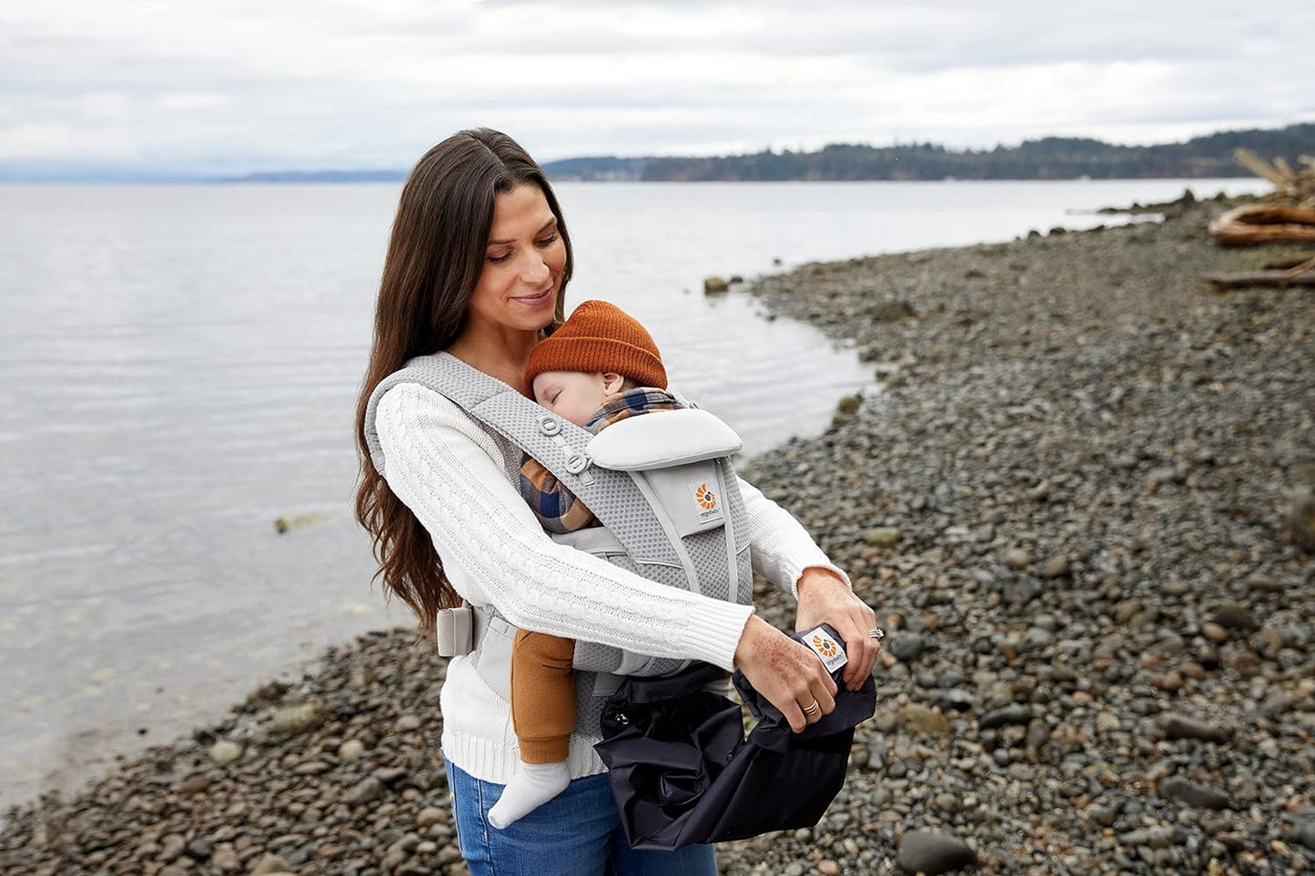 Ergobaby Funda cortavientos y impermeable, protección contra el viento y la lluvia para todos los portabebés Ergobaby, funda repelente al agua, Carbón