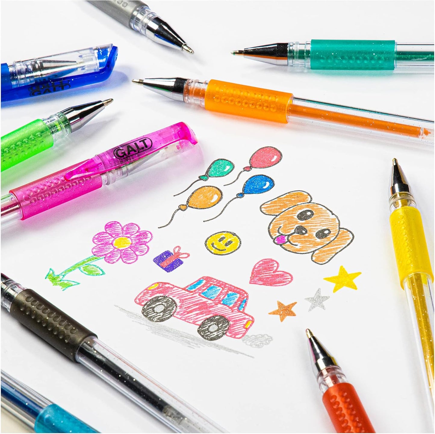 Galt Canetas de com 12 glitters - Kit de canetas de gel metálicas coloridas e perfumadas para crianças, artes e ofícios para crianças - Conjunto de canetas multicoloridas brilhantes e brilhantes para colorir, escrever e desenhar - A partir de 6 anos
