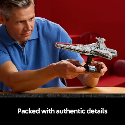 LEGO Star Wars 75441 Conjunto de Construção do Cruzador de Ataque Classe Venator para Adultos - Kit de Modelo de Nave Estelar da República - Decoração para Sala de Estar e Prateleira - Presente Colecionável para Fãs de A Vingança dos Sith