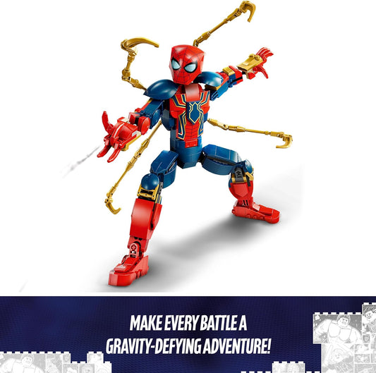 LEGO  Figura de construção do Homem-Aranha de Ferro da Marvel, brinquedo de ação de super-herói para crianças, meninos e meninas de mais de 8 anos que amam brinquedos de dramatização, com armadura, modelo edificável, ideia de presente dos Vingadores 76298