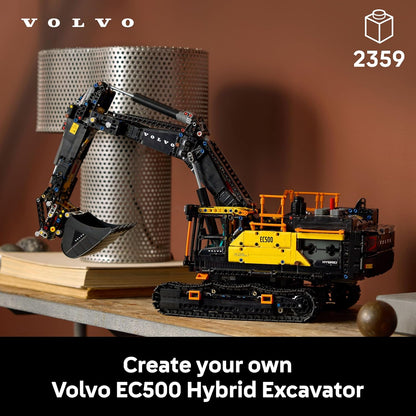LEGO Technic Escavadeira Híbrida Volvo EC500 - Kit de Modelo de Veículo de Construção Motorizado para Adultos - Inclui Braço Articulado e Esteiras, além de Ferramentas de Martelo e Pá - Ideia de Presente - 42215
