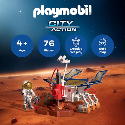 Playmobil Space ESA – Rover de Exploração de Marte e Astronauta – Rover móvel com perfuratriz e painéis solares, conjunto de brinquedo espacial para crianças a partir de 4 anos, 72012