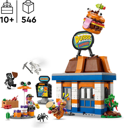 LEGO Fortnite Durrr Burger Restaurant - Brinquedo criativo com minifiguras Beach Bomber, Beef Boss e Grimey - Presente colecionável para meninos e meninas a partir de 10 anos - 77076