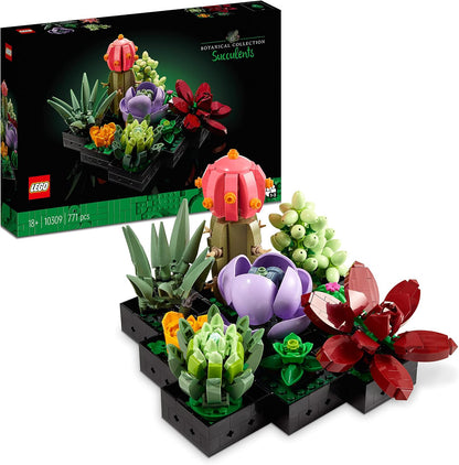 LEGO Botanicals Succulents - Construa 9 pequenas plantas artificiais - Conjunto de decoração de mesa para casa ou escritório para adultos - Ideia de presente para o Dia dos Namorados para mulheres e homens - Coleção botânica