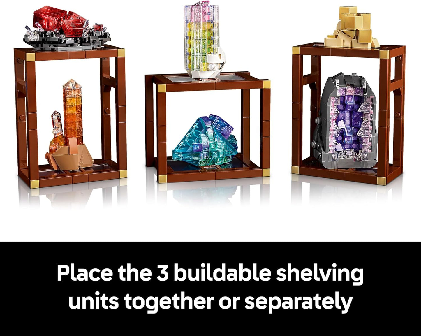 LEGO Conjunto de Construção Ideas Coleção de Minerais para Adultos - Modelo de Exibição com Elementos de Cristal, incluindo Ametista, Fluorita e Quartzo Tangerina, além de 3 Suportes - Ideia de Presente para Decoração de Casa - 21362