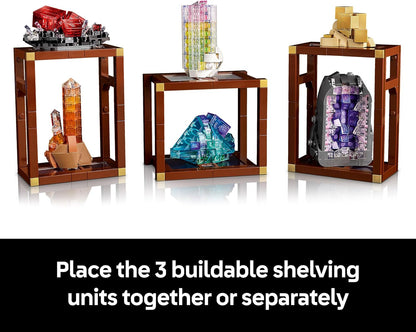 LEGO Conjunto de Construção Ideas Coleção de Minerais para Adultos - Modelo de Exibição com Elementos de Cristal, incluindo Ametista, Fluorita e Quartzo Tangerina, além de 3 Suportes - Ideia de Presente para Decoração de Casa - 21362
