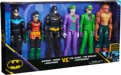 DC Comics, pacote de 6 Batman | Batman, Robin, Asa Noturna, O Coringa, O Charada, Copperhead | Bonecos de ação de 30 cm, brinquedos infantis para meninos e meninas de 3 anos ou mais