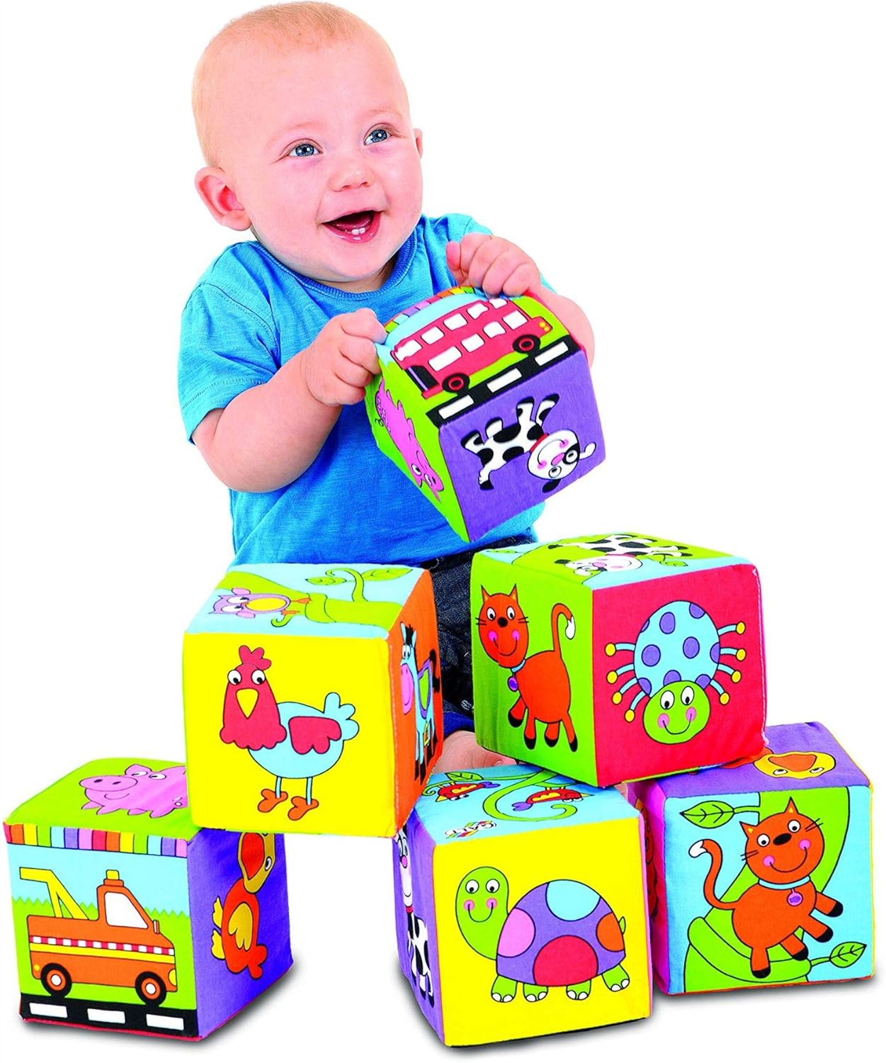 Galt Soft Blocks - Brinquedos sensoriais para bebês com design divertido - Blocos de construção macios com enchimento de espuma e laváveis à máquina - Para o desenvolvimento na primeira infância