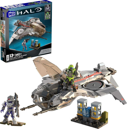 Mega Brinquedo de Montar Halo com Boneco de Ação – UNSC Arctic Burn Wasp, com 342 Peças e 2 Bonecos Articulados, para Colecionadores