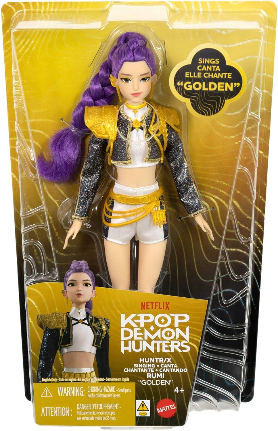 Mattel Boneca Cantora KPop Demon Hunters HUNTR/X Rumi “Golden” | Com Traje Característico Removível, 5 Pontos de Articulação, Inspirada no Filme, JRN40